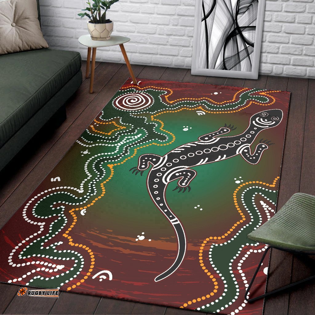 Aboriginal Area Rug Lizard and Dot Painting