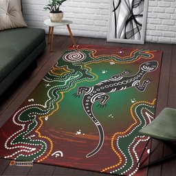 Aboriginal Area Rug Lizard and Dot Painting