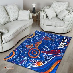 Custom Text Aboriginal Area Rugs Indigenous Footprint Patterns Blue Color