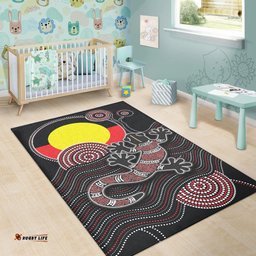 Aboriginal Area Rug Gecko with Aboriginal Flag