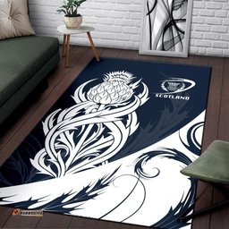 Scottish Rugby Area Rug Thistle Vibes Navy