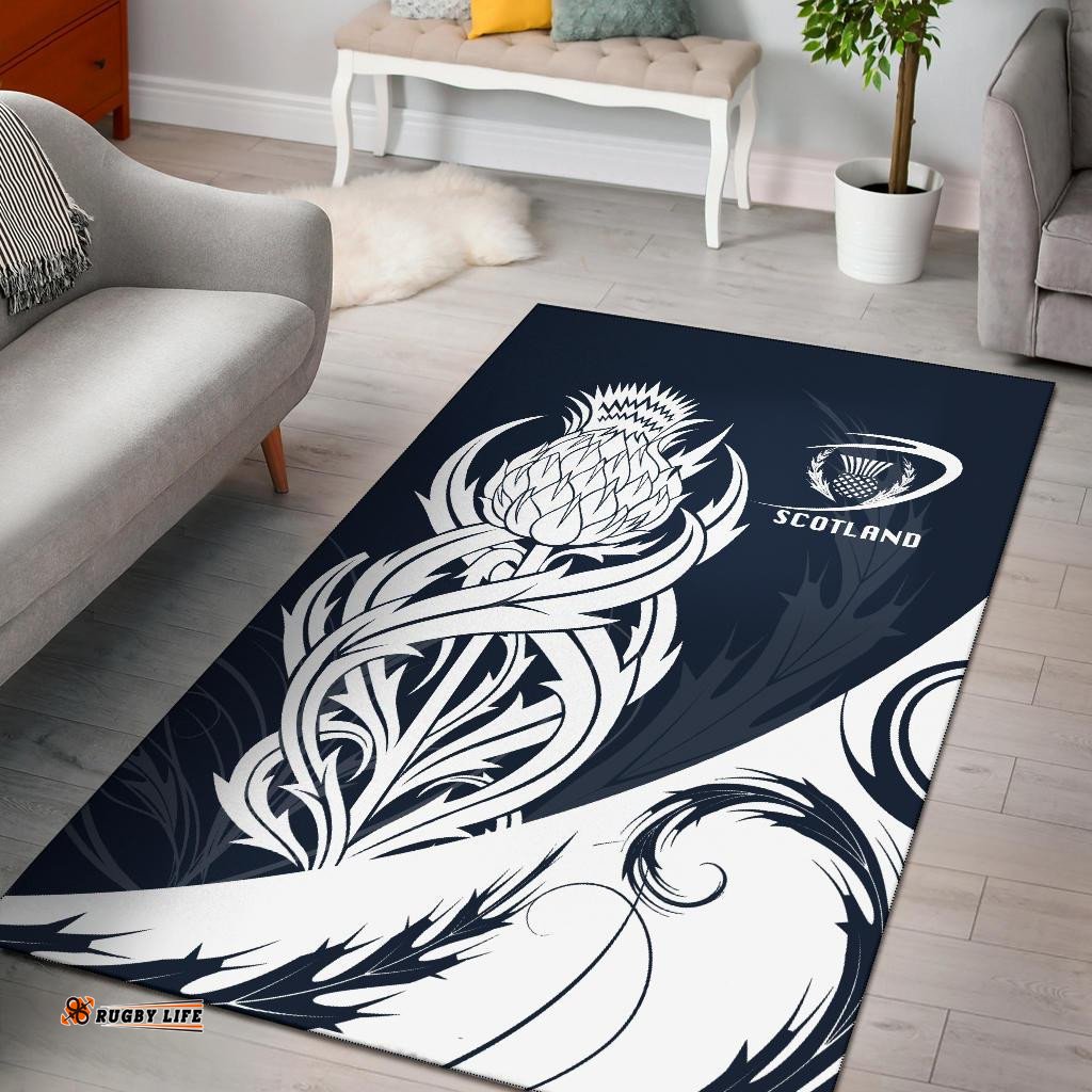 Scottish Rugby Area Rug Thistle Vibes Navy