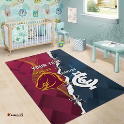 Personalised Broncos Rugby And Carlton Football Area Rug Sporty Version
