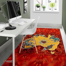 Aboriginal Area Rug Australia Map Hand Patterns Spider Web