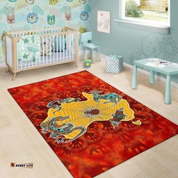 Aboriginal Area Rug Australia Map Hand Patterns Spider Web