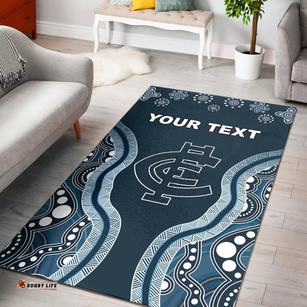 Custom Personalised Go Blues Area Rug Simple Indigenous
