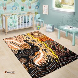 area rug australian aboriginal sun and emu tee aussie