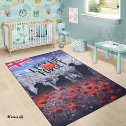 ANZAC Day Area Rug Lest We Forget Vintage Poppies Ver.02