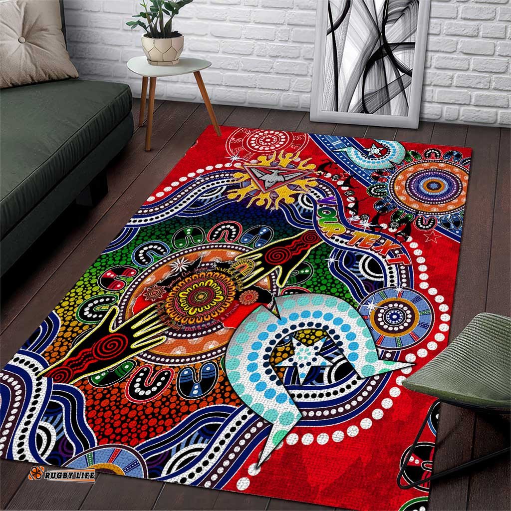 Custom NAIDOC Week 2024 Essendon Bombers Area Rug Australia Aboriginal Dot Painting