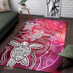 Aboriginal Area Rug Sea Turtle With Indigenous Patterns Pink