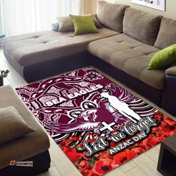 Sea Eagles Area Rug ANZAC Day Poppy Flowers With Aboriginal