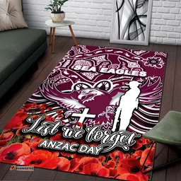 Sea Eagles Area Rug ANZAC Day Poppy Flowers With Aboriginal