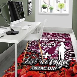 Sea Eagles Area Rug ANZAC Day Poppy Flowers With Aboriginal