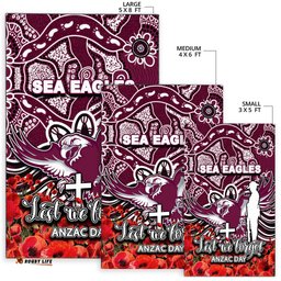 Sea Eagles Area Rug ANZAC Day Poppy Flowers With Aboriginal