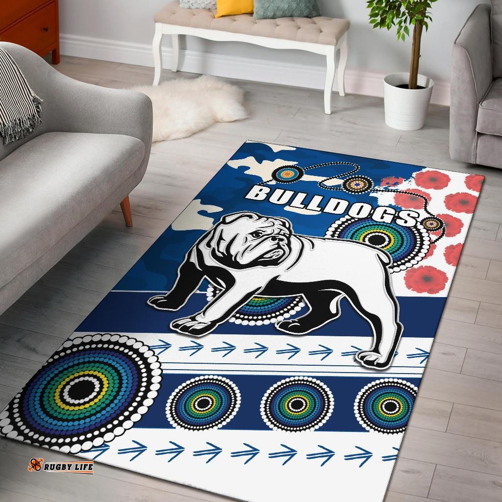 bulldogs anzac day area rug mix indigenous tee aussie