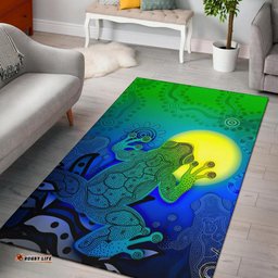 Aboriginal Area Rug Indigenous Frog Blue