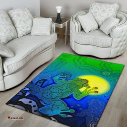 Aboriginal Area Rug Indigenous Frog Blue