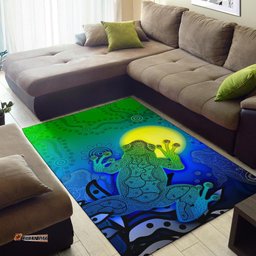 Aboriginal Area Rug Indigenous Frog Blue