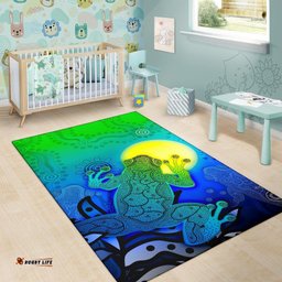 Aboriginal Area Rug Indigenous Frog Blue
