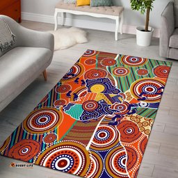 Australia Aboriginal Inspired Area Rug - Australian Map Dot Painting