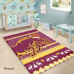 Brisbane Broncos Area Rug - Australia Ugly Xmas With Aboriginal Patterns For Die Hard Fans