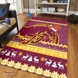 Brisbane Broncos Area Rug - Australia Ugly Xmas With Aboriginal Patterns For Die Hard Fans