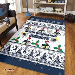 North Queensland Cowboys Christmas Area Rug - North Queensland Cowboys Special Ugly Christmas Area Rug