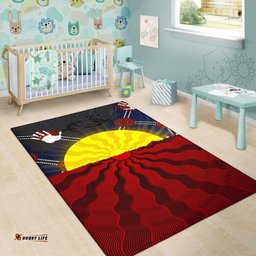 Aboriginal Area Rug Aboriginal Lives Matter Flag Sun Dot Painting