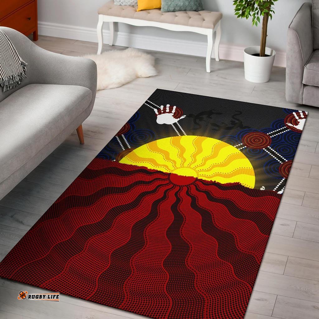 Aboriginal Area Rug Aboriginal Lives Matter Flag Sun Dot Painting