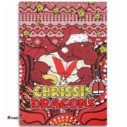 St. George Illawarra Dragons Christmas Custom Area Rug - Christmas Knit Patterns Vintage Jersey Ugly Area Rug
