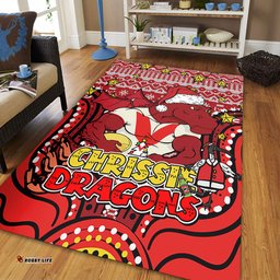 St. George Illawarra Dragons Christmas Custom Area Rug - Christmas Knit Patterns Vintage Jersey Ugly Area Rug