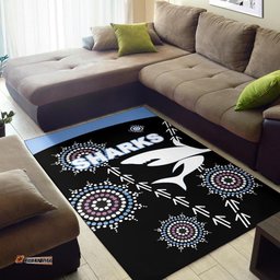 cronulla area rug sharks simple indigenous black tee aussie