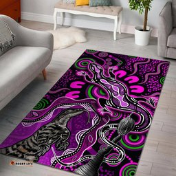 Aboriginal Lizard Area Rug Pink Color