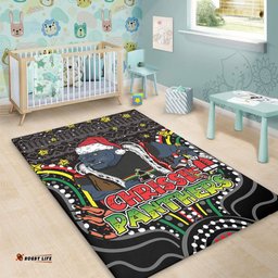 Penrith Panthers Christmas Custom Area Rug - Christmas Knit Patterns Vintage Jersey Ugly Area Rug