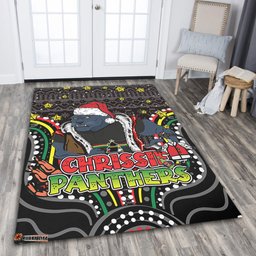 Penrith Panthers Christmas Custom Area Rug - Christmas Knit Patterns Vintage Jersey Ugly Area Rug