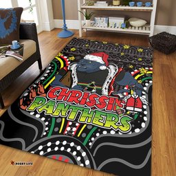 Penrith Panthers Christmas Custom Area Rug - Christmas Knit Patterns Vintage Jersey Ugly Area Rug