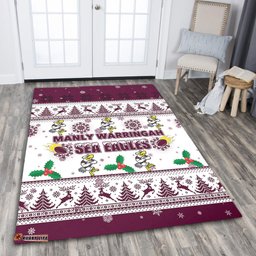 Manly Warringah Sea Eagles Christmas Area Rug - Manly Warringah Sea Eagles Special Ugly Christmas Area Rug