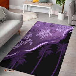 Purple Turtle Hibiscus Area Rug