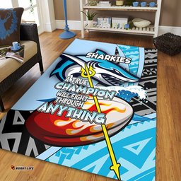 Cronulla-Sutherland Sharks Area Rug - A True Champion Will Fight Through Anything With Polynesian Patterns