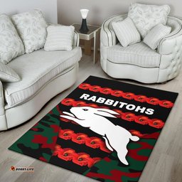 South Sydney Rabbitohs Area Rug ANZAC Day Poppy Flower Vibes
