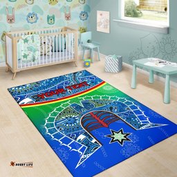 Personalised Area Rug Torres Strait Symbol With Aboriginal Patterns
