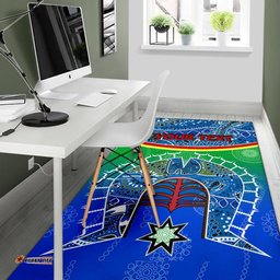Personalised Area Rug Torres Strait Symbol With Aboriginal Patterns