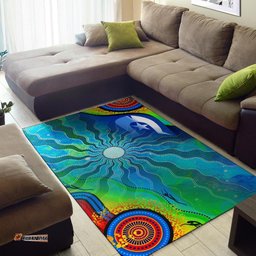 Area Rug Torres Strait Islanders Flag with Aboriginal Patterns Rug