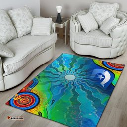 Area Rug Torres Strait Islanders Flag with Aboriginal Patterns Rug