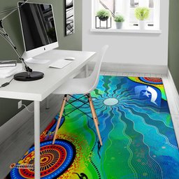 Area Rug Torres Strait Islanders Flag with Aboriginal Patterns Rug