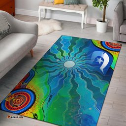 Area Rug Torres Strait Islanders Flag with Aboriginal Patterns Rug