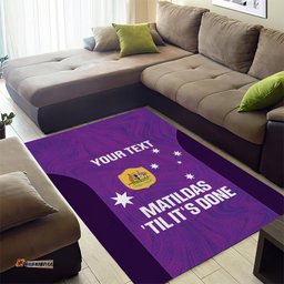 Custom Australia Soccer Area Rug Matildas Go Champions Purple