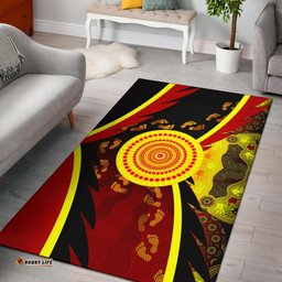 Aboriginal Area Rug Indigenous Flag With Footprint Hand Art