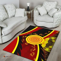 Aboriginal Area Rug Indigenous Flag With Footprint Hand Art