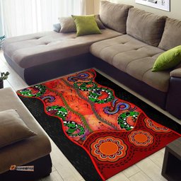 Aboriginal Area Rug Aussie Indigenous Patterns Orange